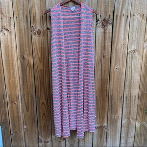 LuLaRoe size M Joy Vest Stripes Knit grey orange